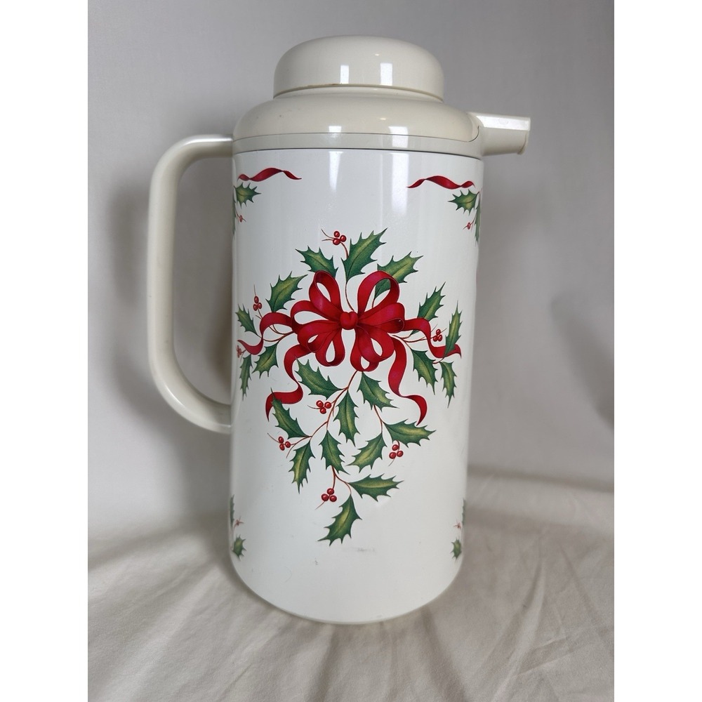 Lenox Holiday Thermal Carafe U#102010 Holly Red Bow‎ Christmas Coffee Server